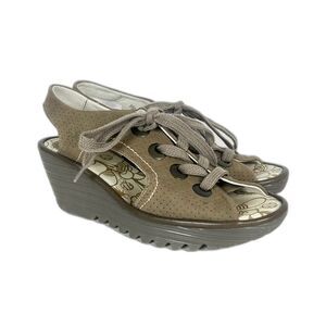 Fly London ‘Yiva’ Leather Brown Wedge Sandals